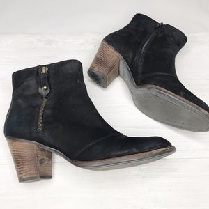 PAUL GREEN Black Suede Leather Ankle Booties Sz. 7 1/2 AU / Sz. 10 US